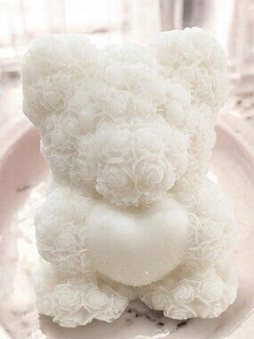 Lemon lime scented handmade 3D rose bear white soap 3x2 inch 4oz